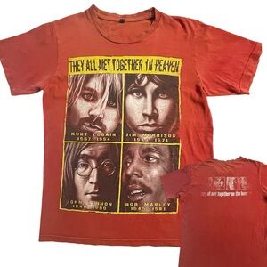 They All Met In Heaven Kurt Cobain-Marley-Lennon-Morrison Memorial T-shirt VTG?